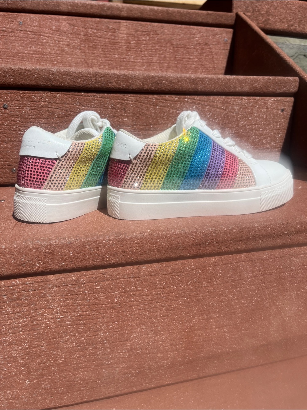Kurt Geiger Kids White Sneakers with Rainbow Mesh Panels